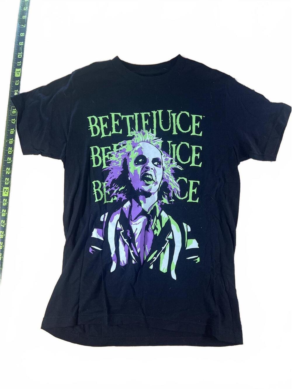 Beetlejuice Graphic Black Cotton T-Shirt Size Small